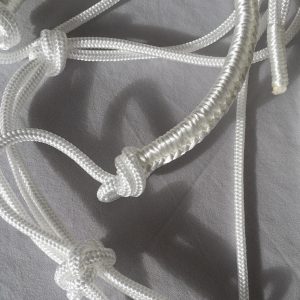 Two in one diamond rope halter set white